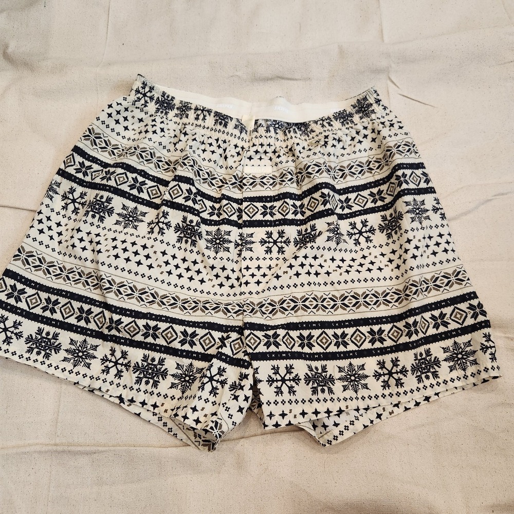 New SKIMS Fair Isle Print Cotton Boxer ShortsLounge Pajama Bottoms Medium M